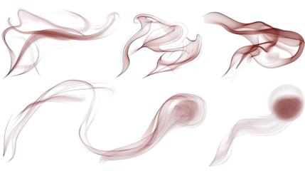 Maroon Red Smoke Clouds on Transparent Background Generative AI