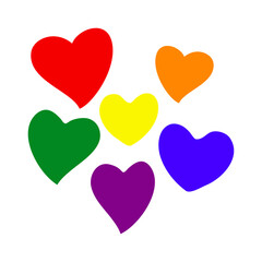 Logo lgbt. Mes del orgullo. Grupo de corazones con los colores de la bandera arcoiris
