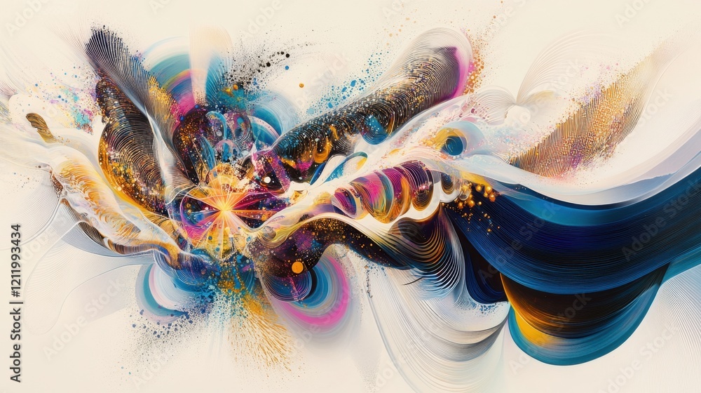 Poster abstract colorful swirls and patterns in vibrant digital artwork design