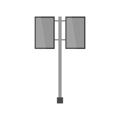 A vector of two empty gray billboards installed on a single pole with a solid concrete base