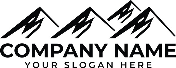 Mountain Landscape Silhouette for Outdoor Travel adventure Vintage logo design