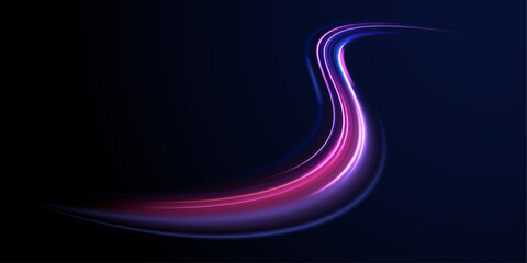 Laser beams luminous abstract sparkling isolated on a transparent background.  Abstract background in blue and purple neon glow colors. Png, lens, light, neon, line, blur, beam, ray.