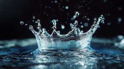 Splash of crystal clear water isolated on black background 