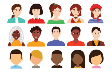 Color profile vector icon set. Diverse adult avatar. User icon vector male and female person profile avatar symbol. Business People avatar set. Vector illustration EPS 10