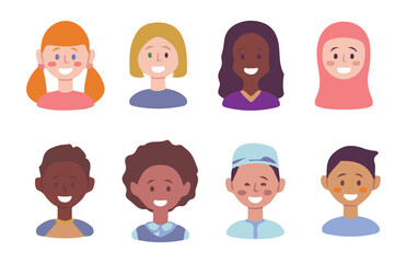 Color profile vector icon set. Diverse adult avatar. User icon vector male and female person profile avatar symbol. Business People avatar set. Vector illustration EPS 10