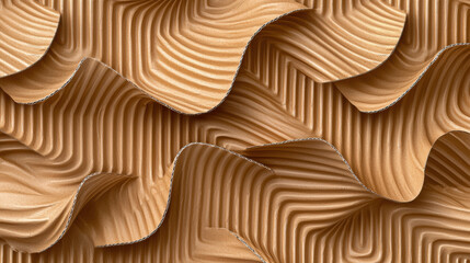 Minimalist seamless pattern featuring corrugated texture in warm tones, creating dynamic visual flow