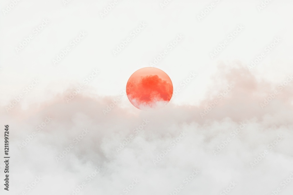 Poster A plane soaring through the clouds with the red moon as a backdrop