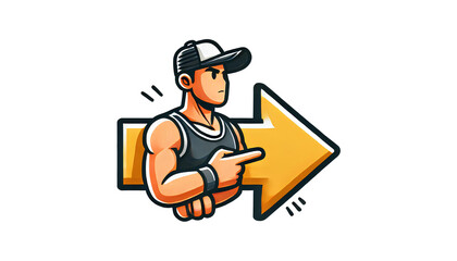 Bold Cartoon Left Arrow Icon on White Background