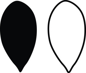 Watermelon Seed silhouette and outline icon design