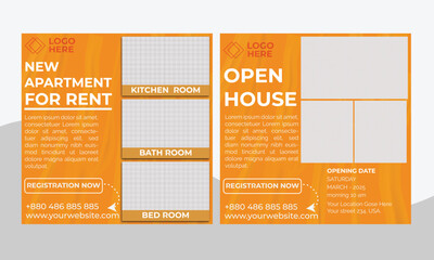 Minimalist Open House and home interior sale banner or social media post template