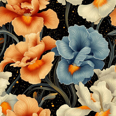 A seamless pattern designed in an Eastern style, Seamless design allows for a perfectly continuous pattern with no visible seams.