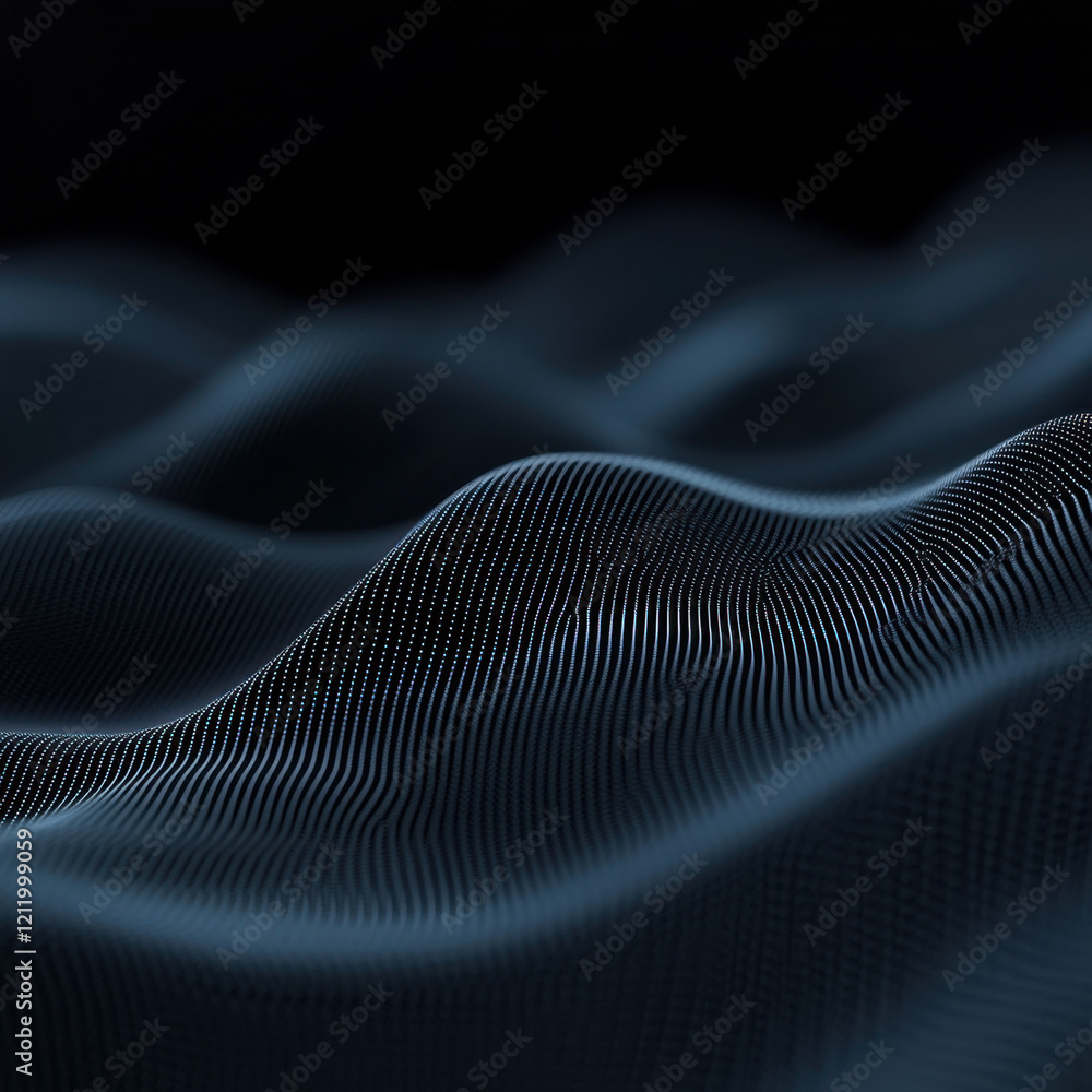 Poster an abstract depiction of flowing waves in dark tones, creating a sense of depth and movement with in