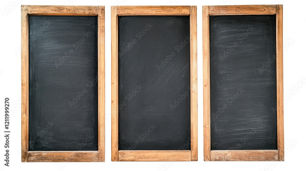 Aufkleber blank blackboards arranged in a vertical set on display generative ai