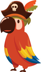 Colorful cartoon parrot wearing a pirate hat and bandana, perfect for talk like a pirate day celebrations
