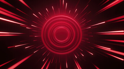 Obraz premium A dynamic red burst with concentric circles and radiating lines, creating a sense of speed and energy.