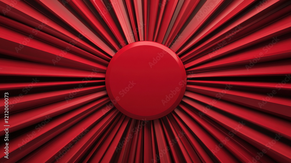 Poster a vibrant red radial design featuring a central circular element, creating a dynamic and striking vi