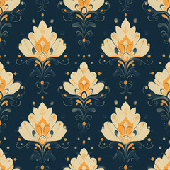 A seamless pattern designed in an Eastern style, Seamless design allows for a perfectly continuous pattern with no visible seams.