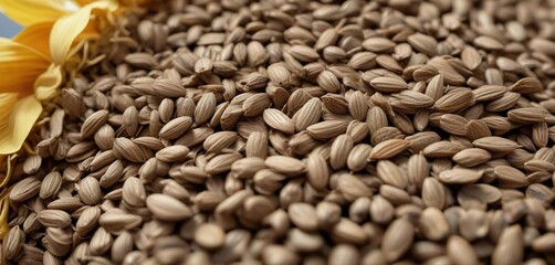 Close-up of sunflower seed with intricate details and ridges, outdoor, seeds