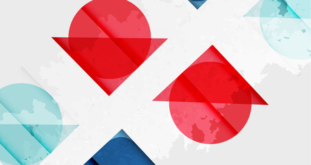 Squares, circles and triangles and grainy noisy texture. Vector Illustration For Wallpaper, Banner, Background, Card, Book Illustration, landing page