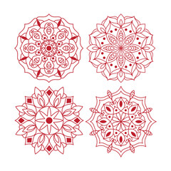 Vector mandala design set. Easy mandala Outline. Mandala design for coloring 