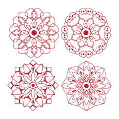 Vector mandala design set. Easy mandala Outline. Mandala design for coloring 