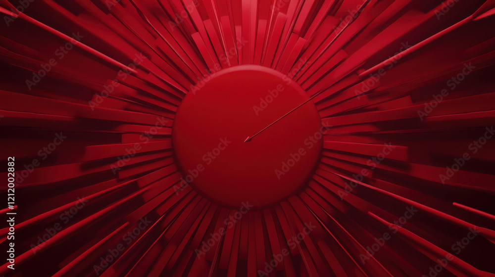 Poster a vibrant red abstract design radiating from a central point, creating a sense of depth and movement