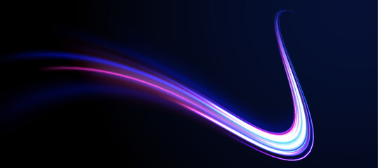 Panoramic high speed technology concept, light abstract background. Png glitter sparkle star trail, light effect, abstract waves flow vector illustration.