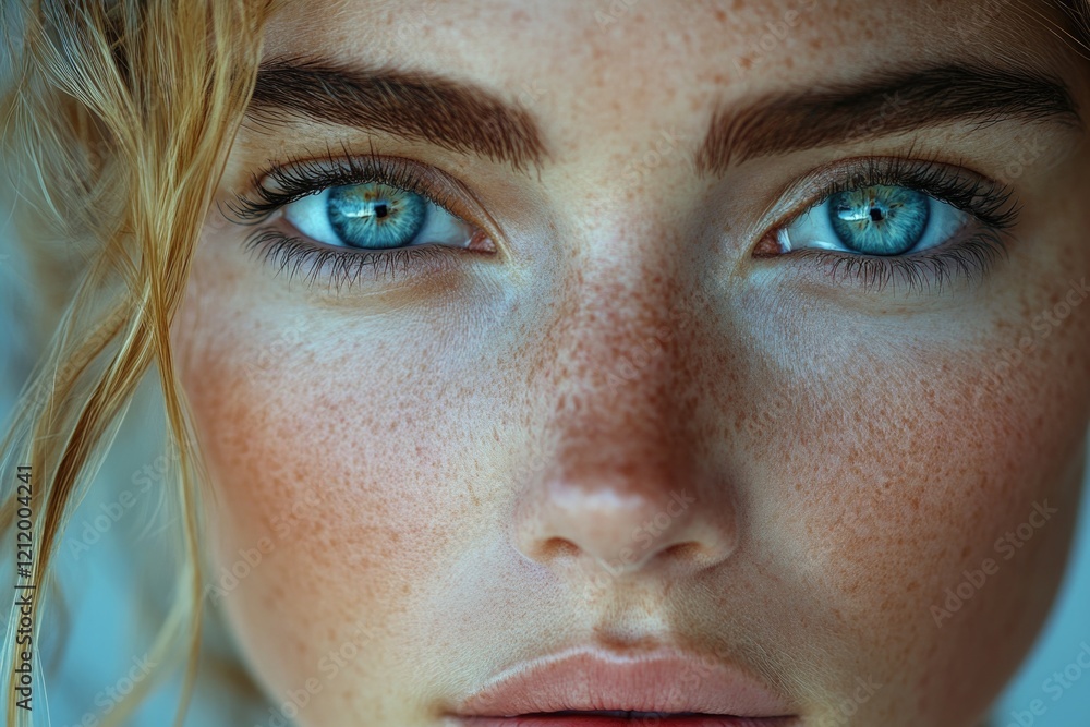 Poster Portrait of a person with distinctive facial features, suitable for use in personal or editorial content