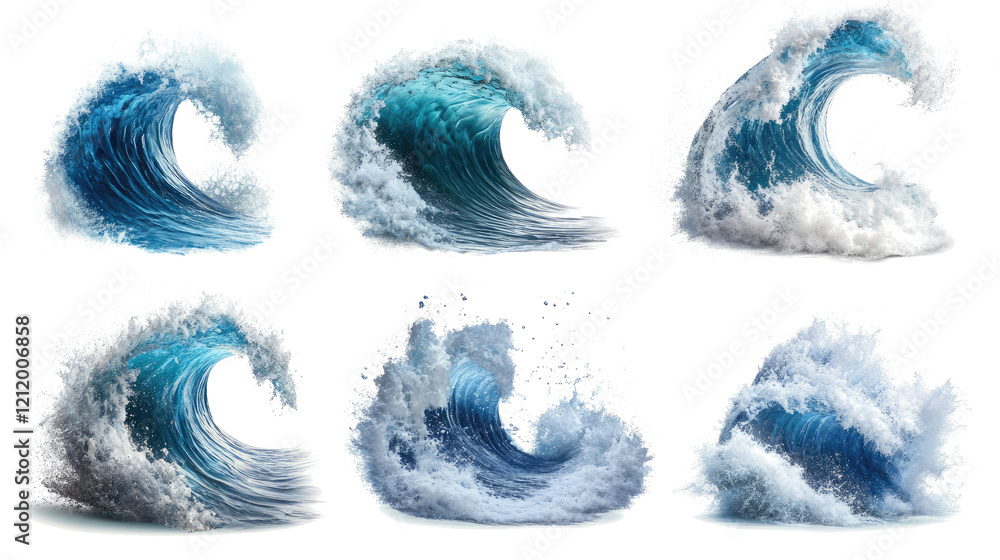 Aufkleber underwater waves on transparent background generative ai