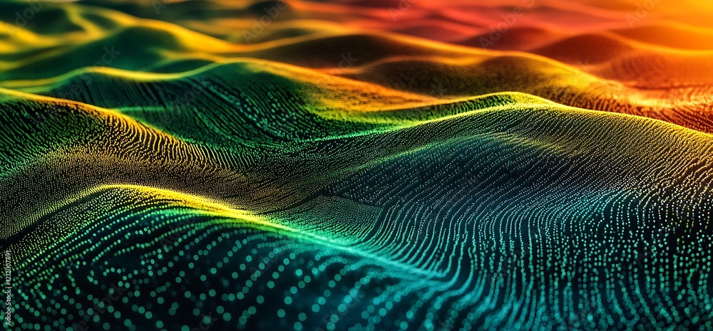 Poster abstract data wave landscape; digital hills; tech background; website design
