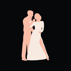 wedding pose silhouette couple vector