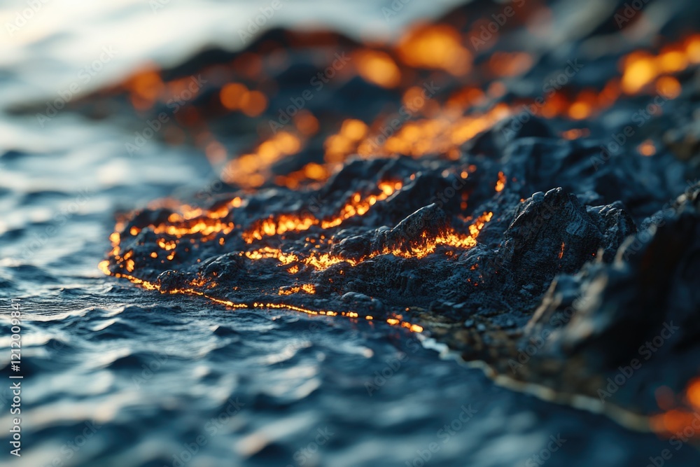 Poster a close-up shot of a rock submerged in water, perfect for use in designs related to nature and the e