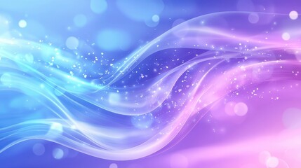 Obraz premium Soft Waves of Blue and Pink Light Creating a Dreamy Background with Sparkling Effects and a Fluid Artistic Style for Use in Various Creative Projects
