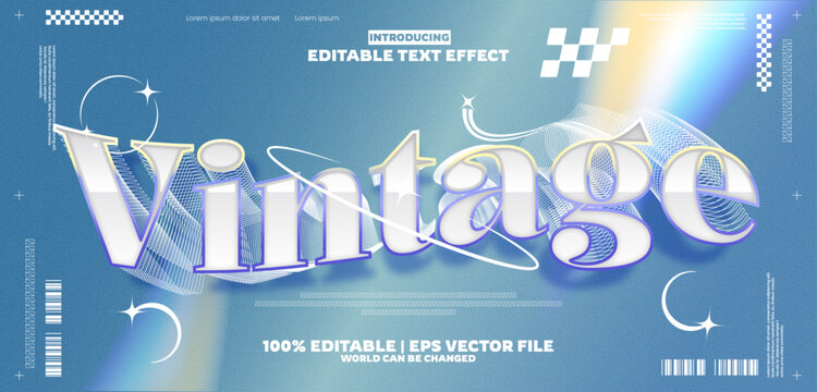New vintage y2k editable text effect in modern trend style