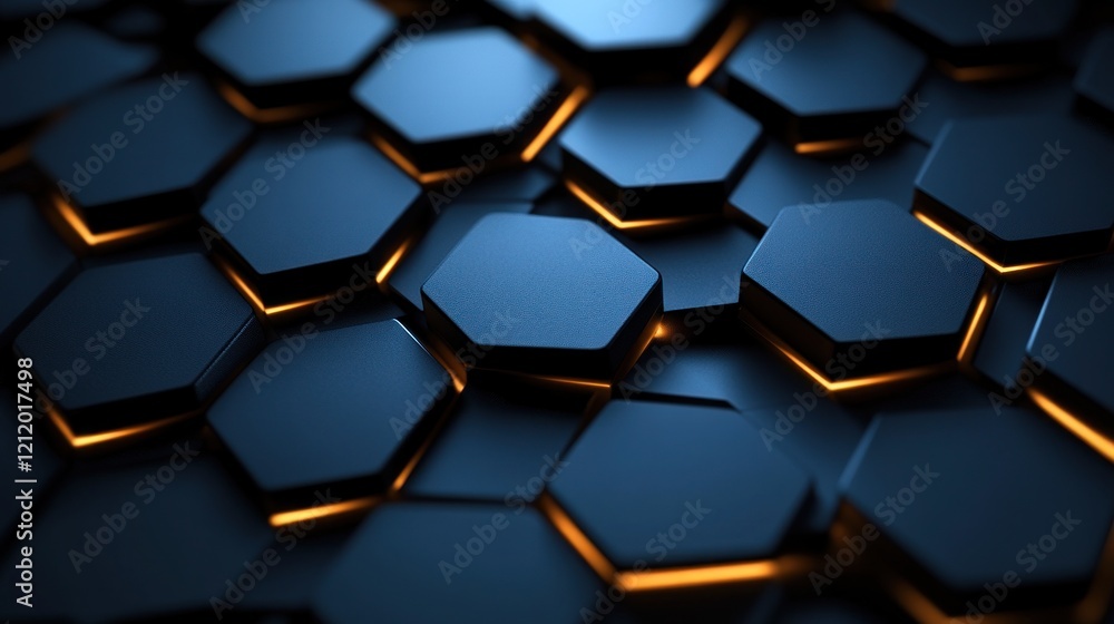 Poster glowing hexagon pattern, abstract tech background