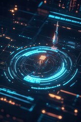 Obraz premium Futuristic CPU Interface Activation, Circuitry Background