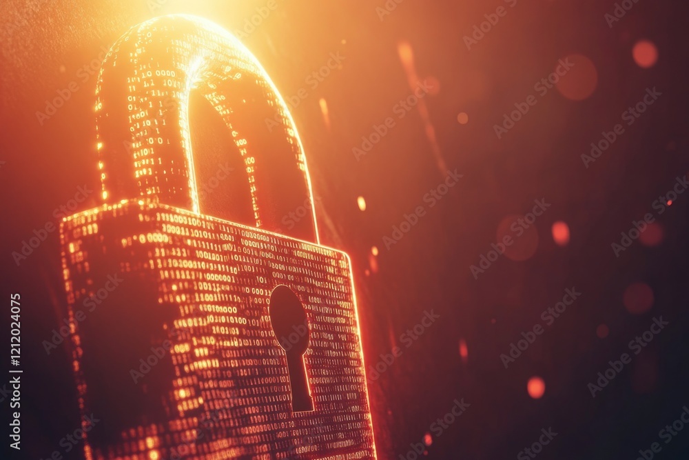 Aufkleber A lock appears on a computer screen in a dark environment