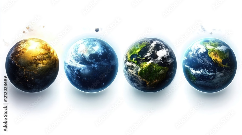 Poster planets collection on white background generative ai