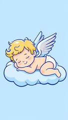 Obraz premium Sleeping Cherub on Cloud Cartoon Phone Case Cover