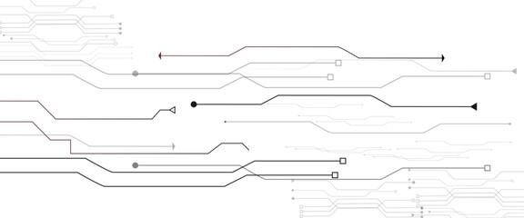 Abstract grey circuit line technology pattern on white background, futuristic vector illustration of digital circuitry design 