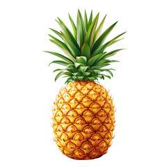 Fototapeta premium Vibrant Yellow Pineapple on White Background Isolated on transparent background