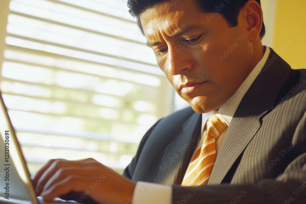 Poster A person working on a laptop computer in a formal setting