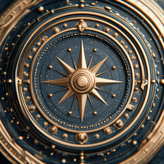 Obraz premium Ancient design compass 3d artistic rendering and symbolism in museum art