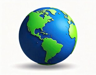 Fototapeta premium Stylized Earth Globe: A Simple, Green and Blue Cartoon Illustration