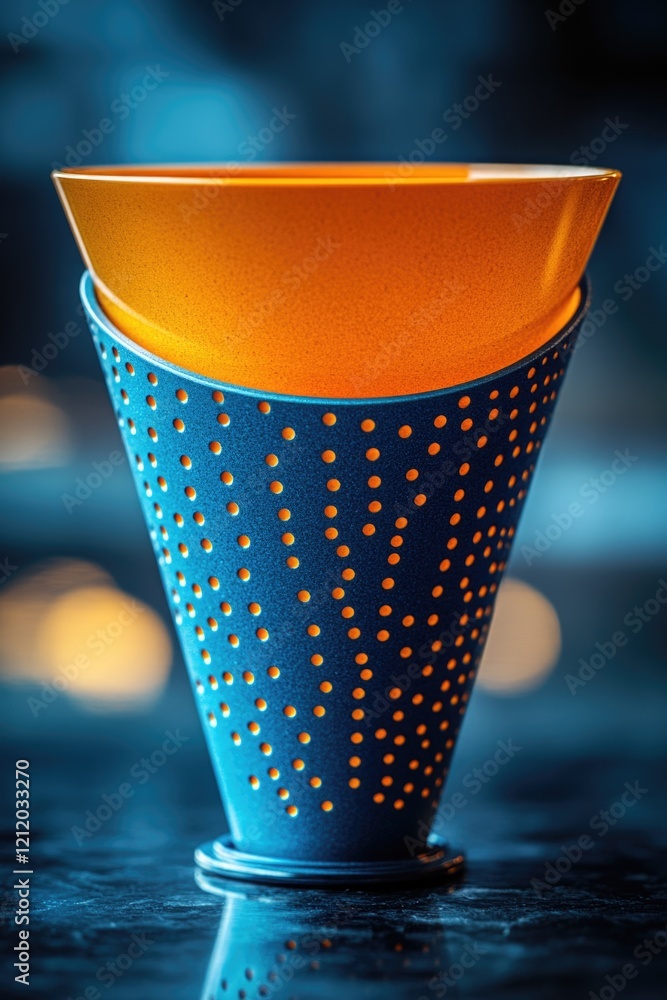 Poster a close-up view of a cup sitting on a table, perfect for use in product photography or as a decorati