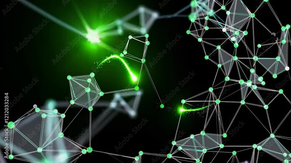 Aufkleber exploring digital connectivity through green graphic elements in a network representation