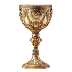 Ornate Golden Goblet with Intricate Design Isolated on transparent background