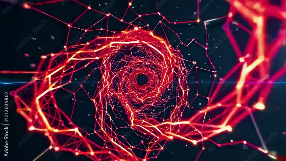 Poster dynamic spirals of red and black illuminate technology theme in abstract design