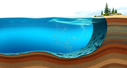 Cross section of an ocean and land ecosystem