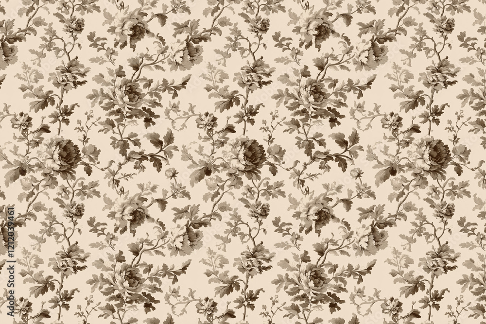 Poster floral toile tapestry pattern. vintage botanical wallpaper pattern. background image. created with g